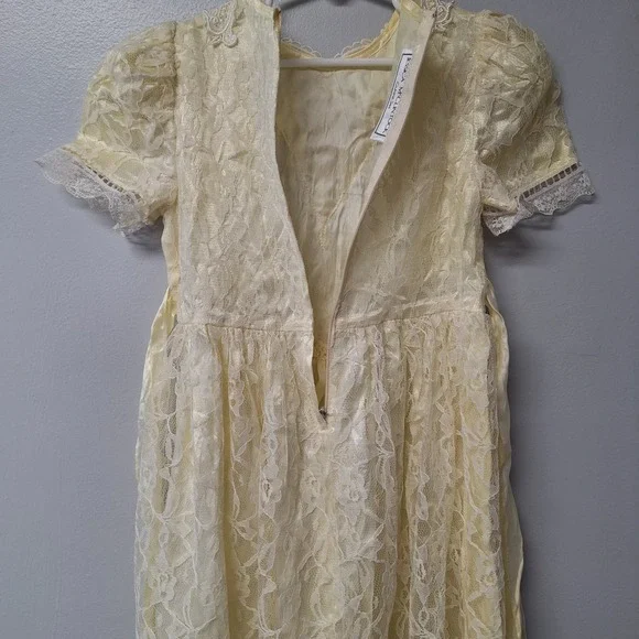 Gunne Sax Jessica McClintock Girls Lace Dress Toddler Formal Party Ivory Vintage